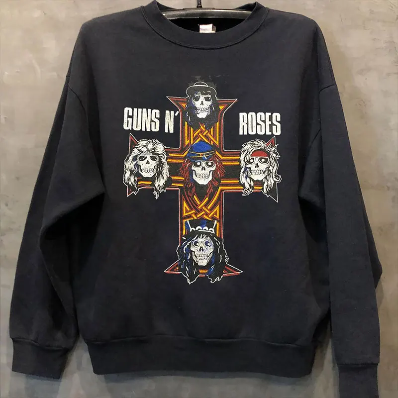 

Autumn Winter Guns'N 'Roses Guns and Roses Guns Vintage Top Sweater Men Hip-hop Rock Band Sports Sweater Women Top