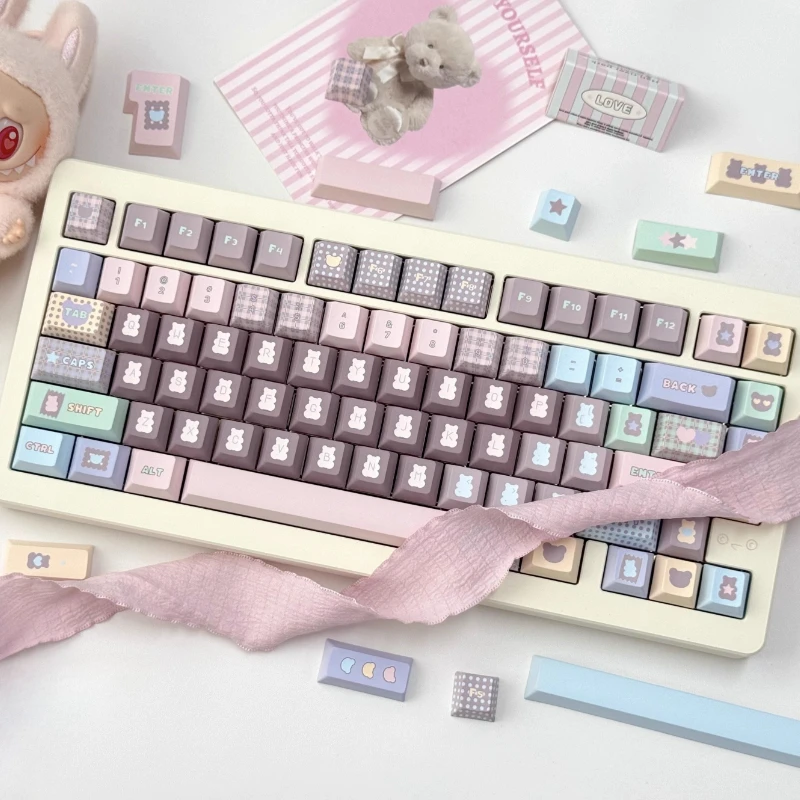 

MiFuny Coffee Bear Theme Keycaps Cute 150 Keys PBT Cherry Profile 1.8mm Custom Game Keyboard caps for Mechanical Keyboard Gift