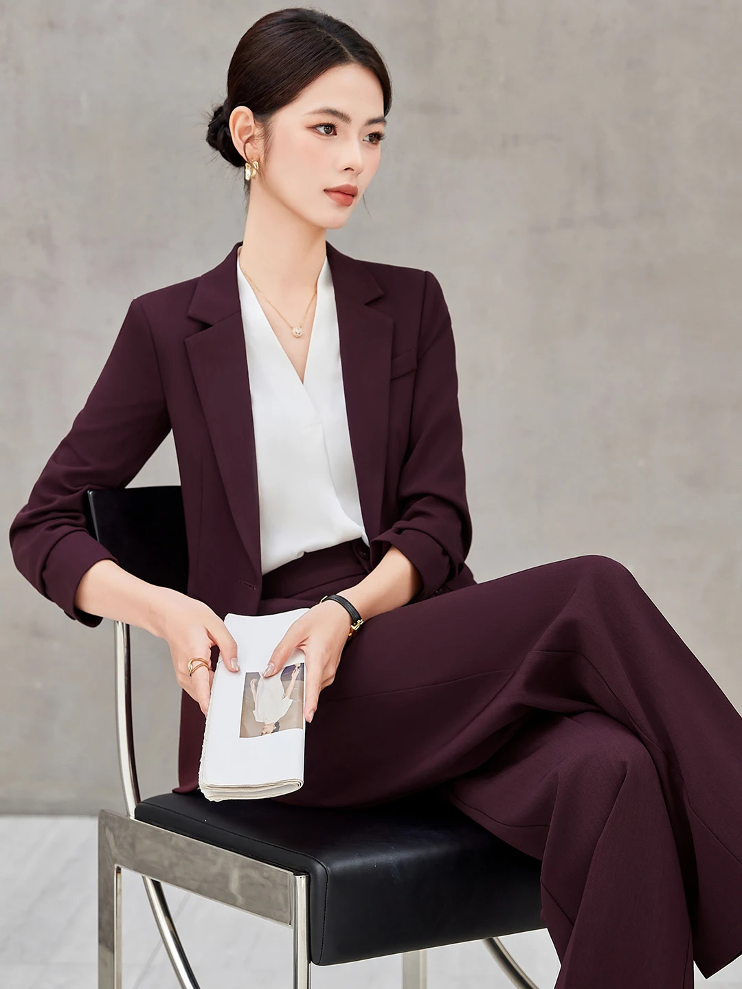 Ankela Red Suit Jacket Women's New 2026 Autumn Professional Formal Goddess Style Workwear Suit Set Commute Casual Interview
