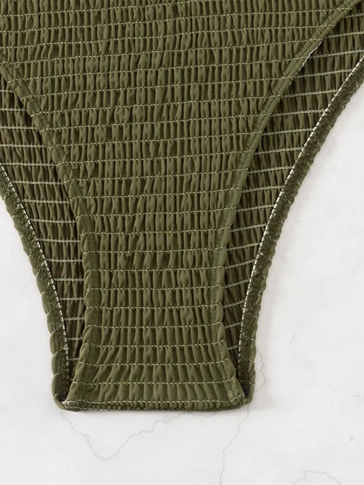 Sexy simple épaule rayé une pièce maillot de bain pour femmes taille haute plage Bikini 2025 nouveau maillot de bain d'été une pièce maillot de bain