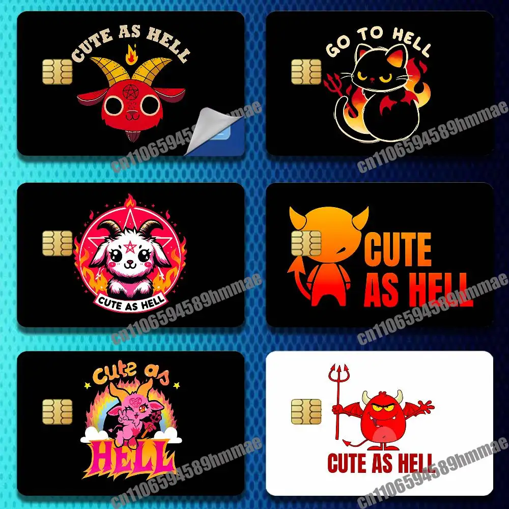 

For Cat Cute as Hell Sticker Paper Skin ID Bank Credit Metro Self-adhesive Card Cover Decoration