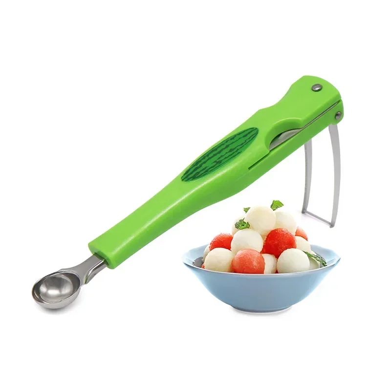 

3 In 1 Watermelon Splitter Stainless Steel Watermelon Cutter Fruit Ball Digger Safe To Use For Home Camping Gathering Party