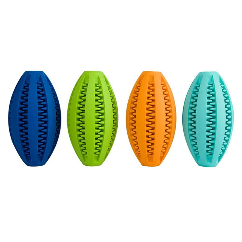 Dog Rubber Leakage Ball Dogs Molar and Teeth Cleaning Chew Balls Training Slow Food Feeder Pet Interactive Funny Rugby Shape Toy