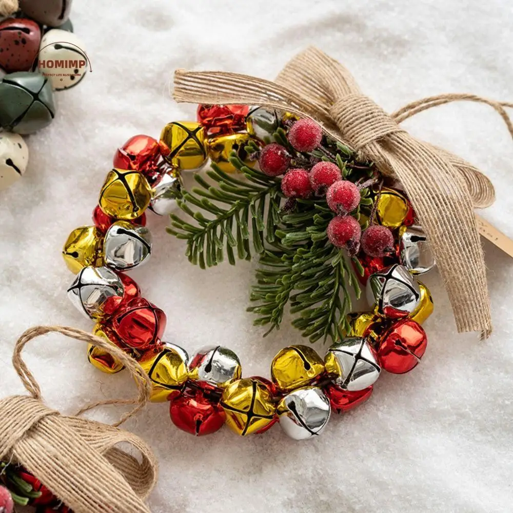 

Wall Ornaments Christmas Wreath Bell Pendant Green Leaf Photography Props Christmas Garland Vintage Hanging Wreath