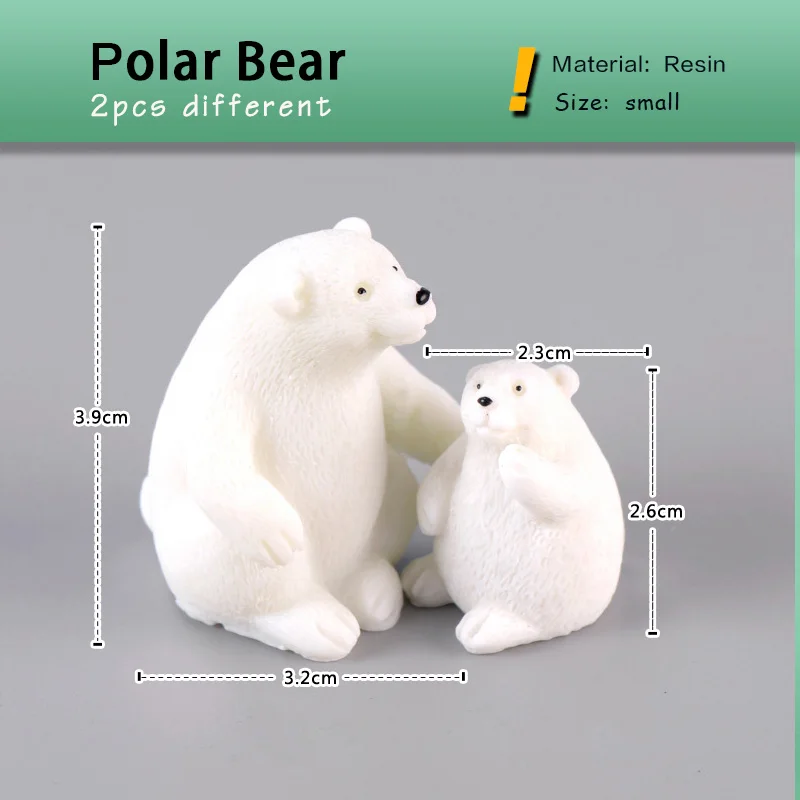 White Polar Bear Seal Walrus Miniature Figurine Resin Craft Animal Model home decor fairy garden Car decoration DIY Accessories