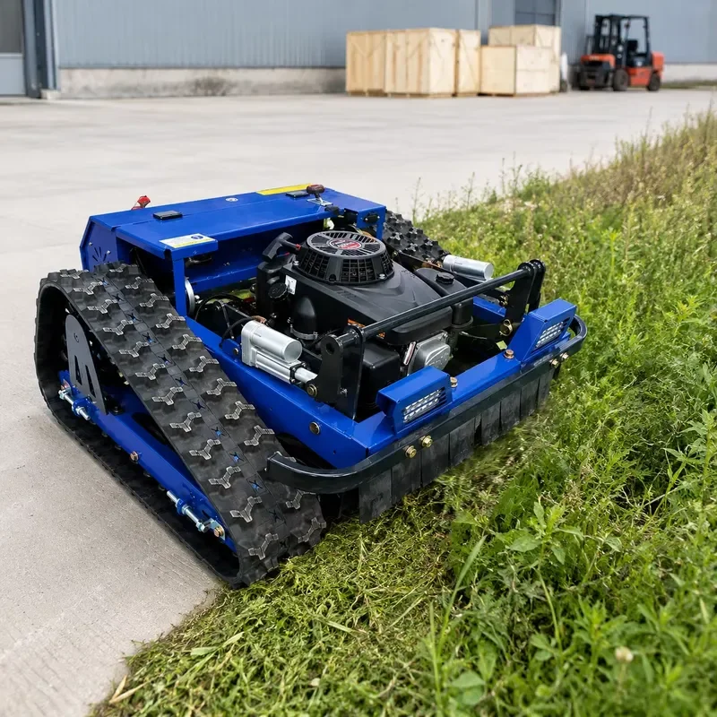 Radio Controlled Tracked Mower with 200m Wireless Control and Stable Rubber Tracks for Orchard Maintenance and Weed Cutting