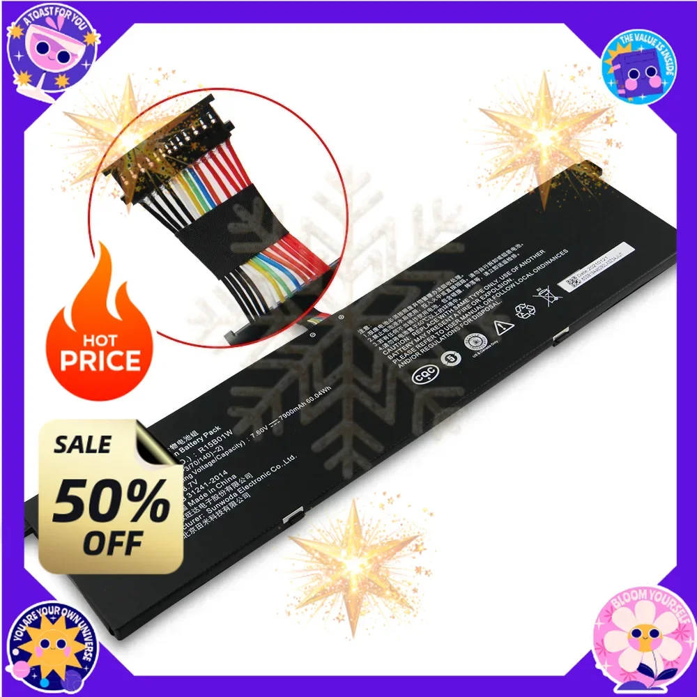 SWZY R15B01W 7900mAh 7.6V Battery for Xiaomi Pro I5 TM1701 171501-AQ TM1707 TM1701 15.6 Inch Series Laptop Batteries