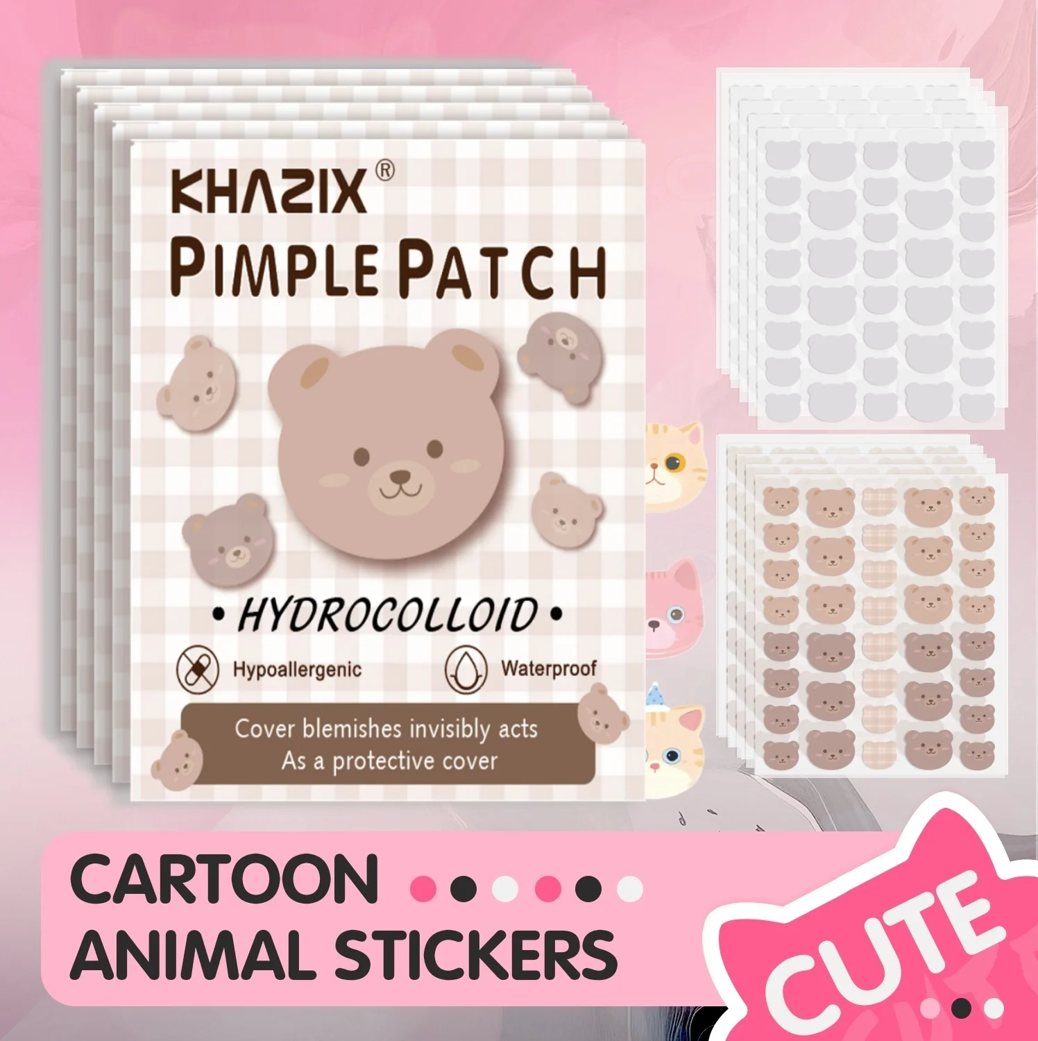 720 قطعة من رقع حب الشباب الكرتونية للوجه، كونسيلر، رقعة حب الشباب والبثور، رقعة رقيقة جدًا وقابلة للتنفس