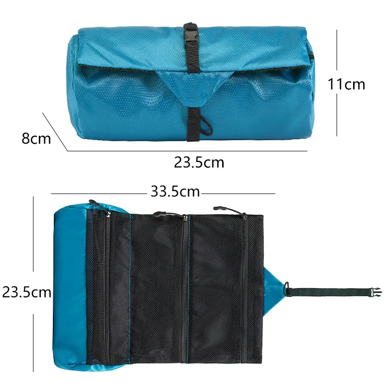 Foldable Hanging Makeup Bag Travel - Waterproof Cosmetic Organizer Pouch with Mesh Pockets,Toiletry Storage Bag Multi Purpose