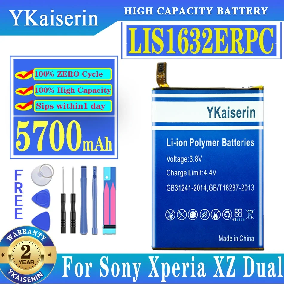 

Аккумулятор ykaisin для Sony LIS1632ERPC, батарея для Sony Xperia XZ XZs F8331 F8332 5700 мАч, батареи + Бесплатные инструменты