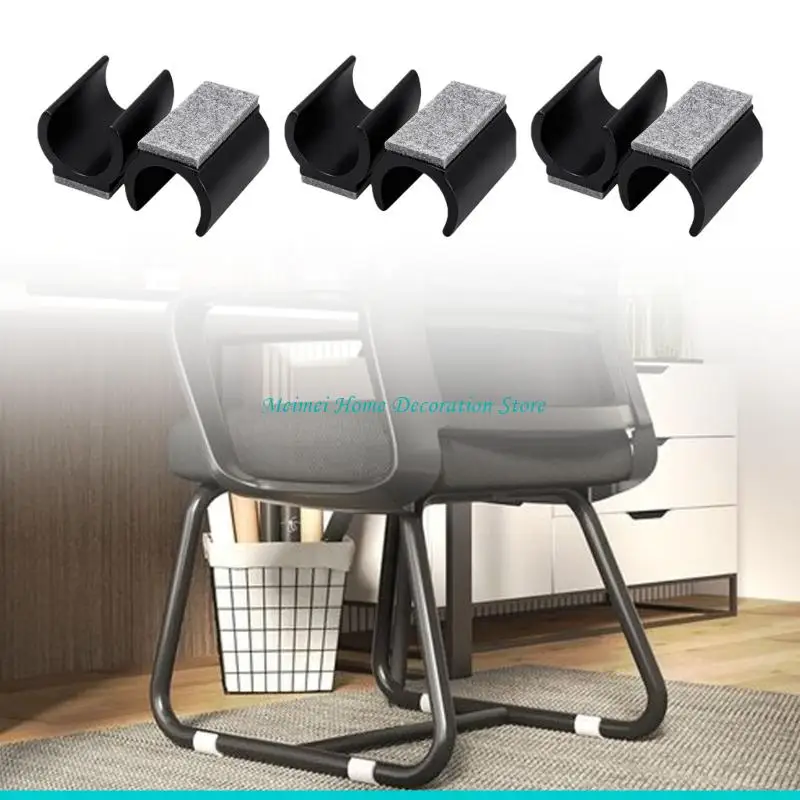 H7BF Felt Chair Foot Protectors U Shaped Anti Slip Chair Foot Covers for Preventing Scratches Quiet Movement Quick Mount
