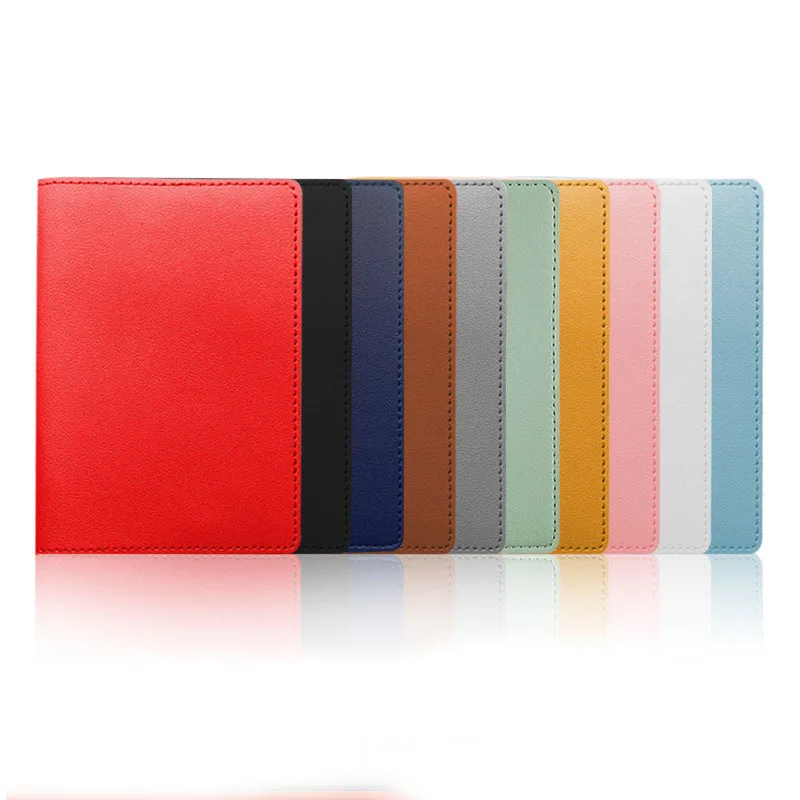 Funda de pasaporte de viaje para hombres y mujeres, portatarjetas de crédito de color sólido, soporte de pasaporte de cuero Pu Simple, estuche