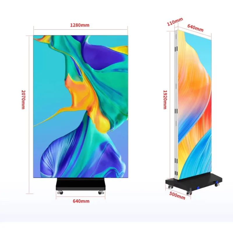 Easy Movable LED Advertising Screen Foldable Double-Sided P1.25 1280*1920 Indoor Vertical Trifold Poster LED Display Screen