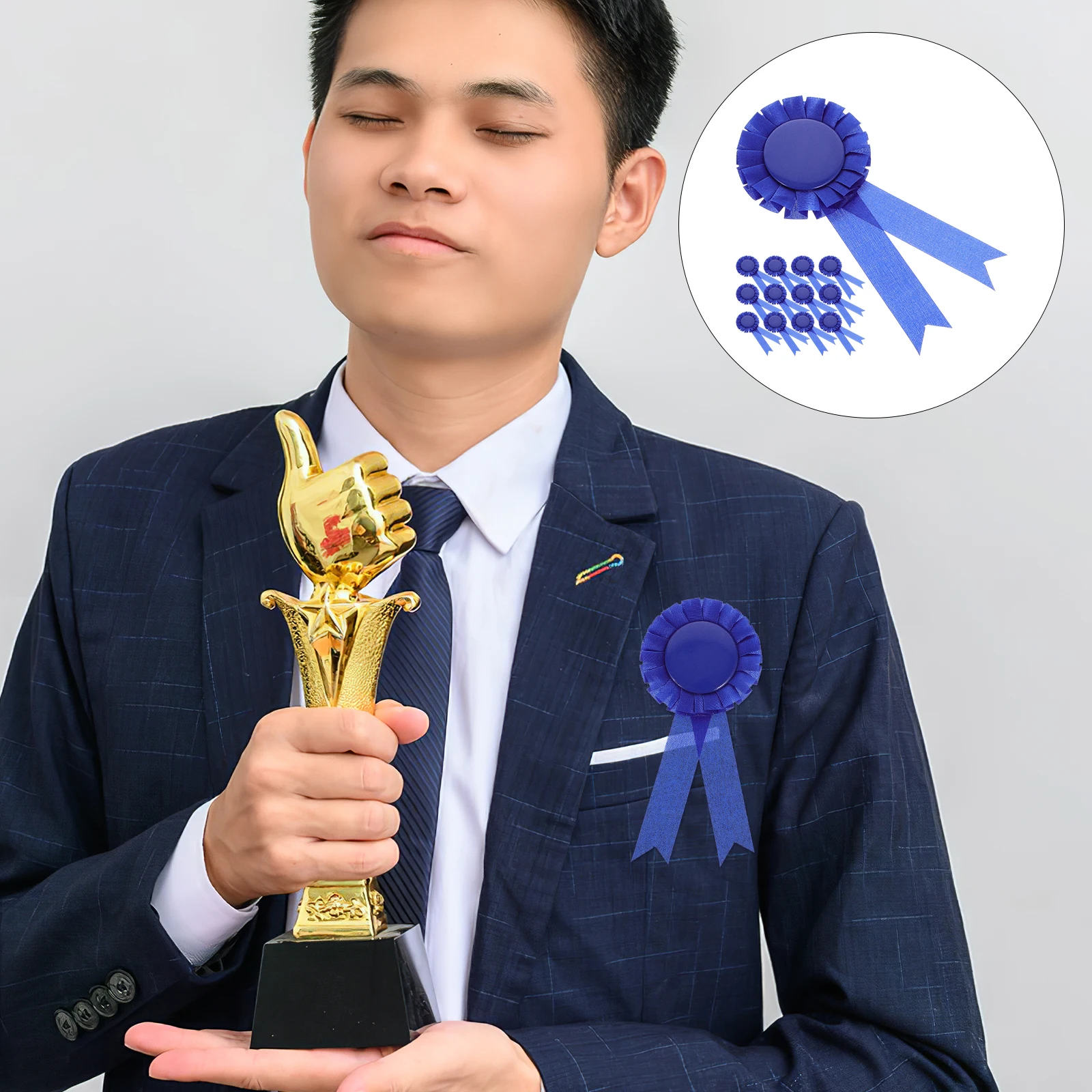

20pcs Blank Ribbon Badges Award Brooch Creative Decorative Medal Handicraft Name With Safety Pin For Office Coffee Shop Diy