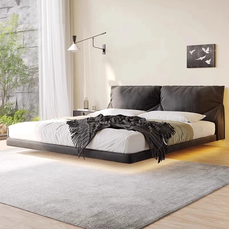 

Lit 150x200cm 180x200cm 220x200cm Double Beds Floating Frame With Led Luxury Cosy Two Persons Bed Bedroom Bed 2 People Furniture