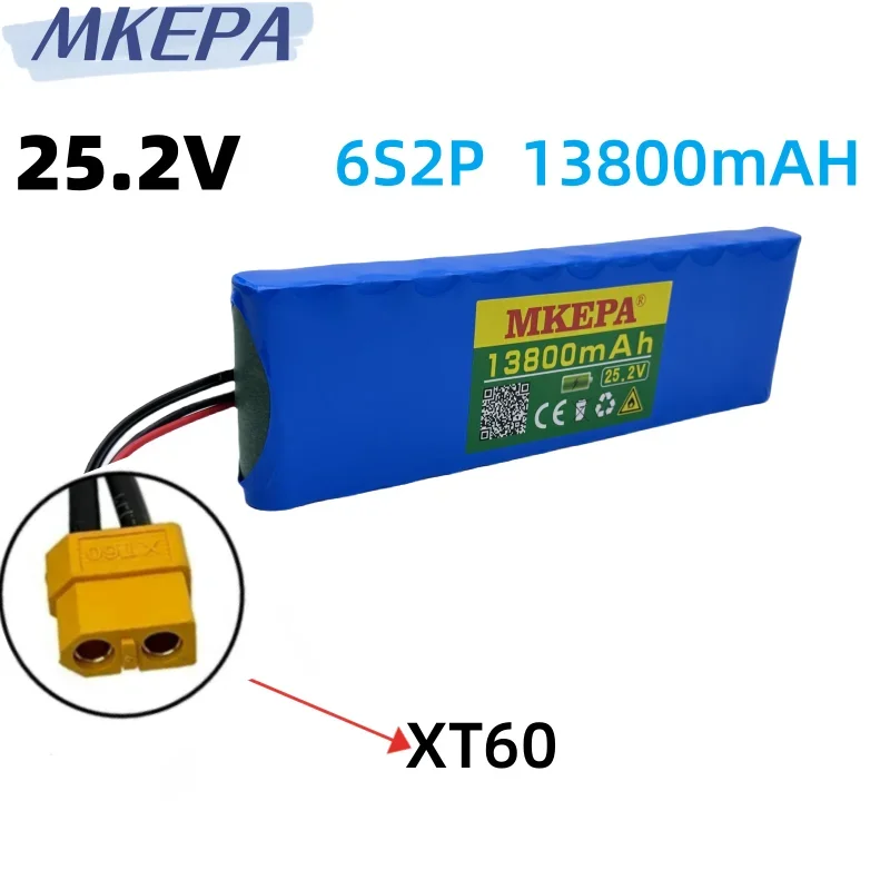 Imagem -06 - Bateria de Lítio para Bicicletas Elétricas Scooters Móveis Tomadas Opcionais 25.2v 24v 6s2p 13800mah 18650 24v 22.2v