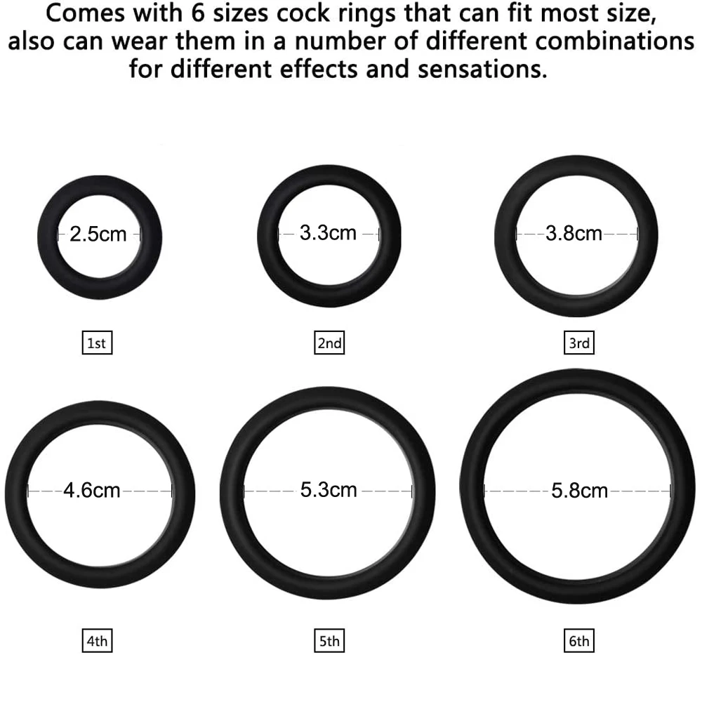 6Pcs/Set Different Size Cock Rings - Premium Grade Soft Silicone Penis Rings - Better Sex - Cock Ring, Penis Ring