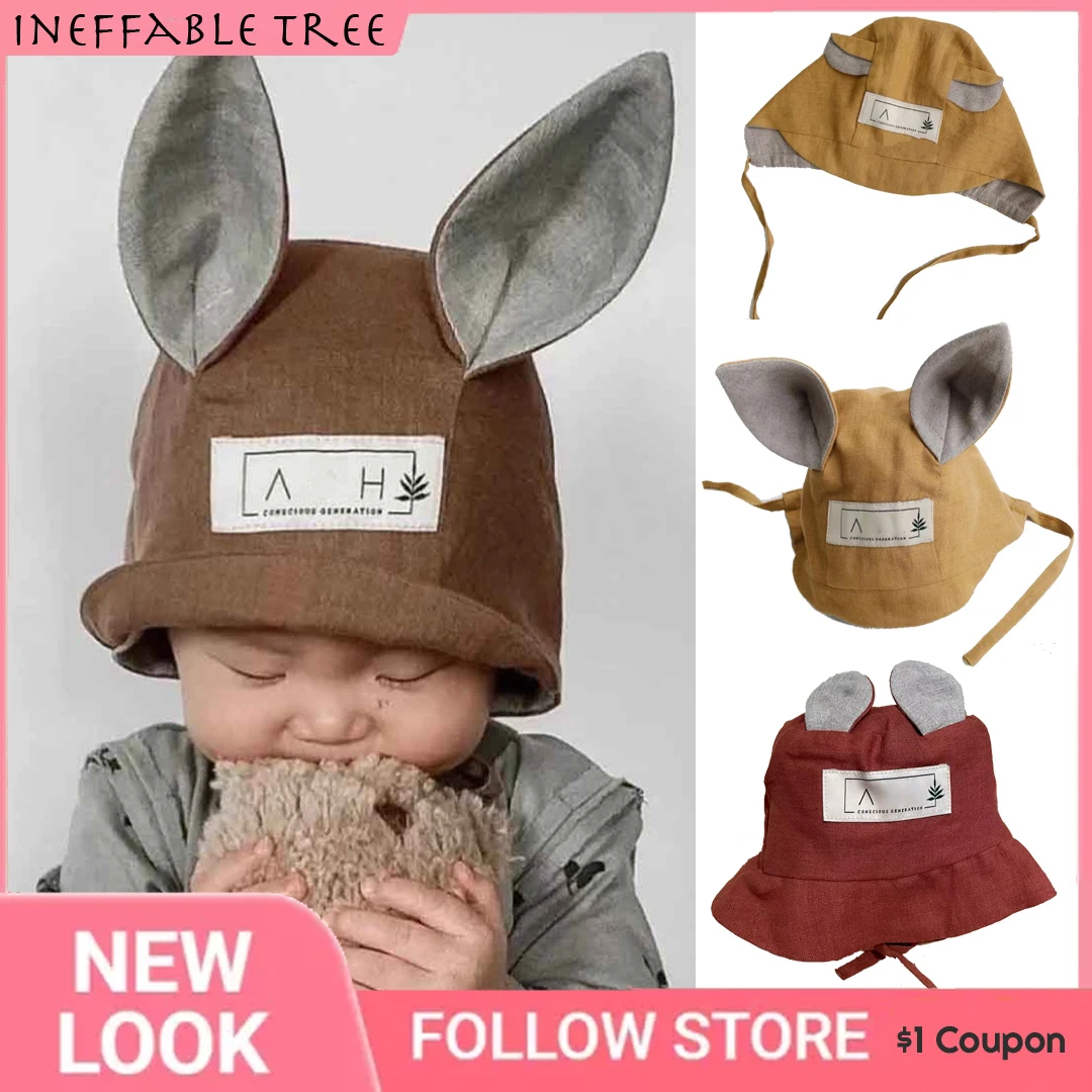 INS Kids Bunny Hat Baby Photography Props Newborn Boy Cartoon New Autumn Toddler Girls Bucket Hat Cotton Fisherman Sun Caps