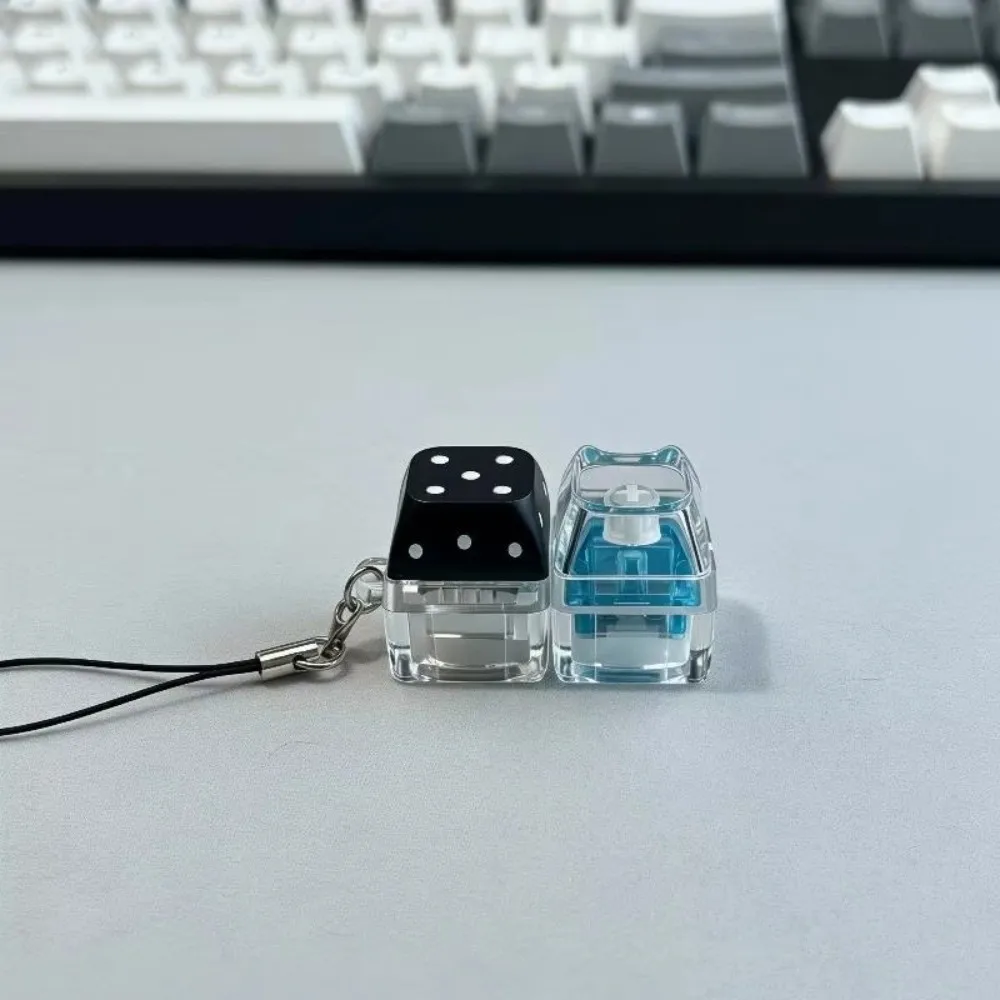 Dot Keycap Fidget Keychain Light Up Glowing Mechanical Keyboard Keycaps Keyring 2-Key Mini Finger Button Press Keychain