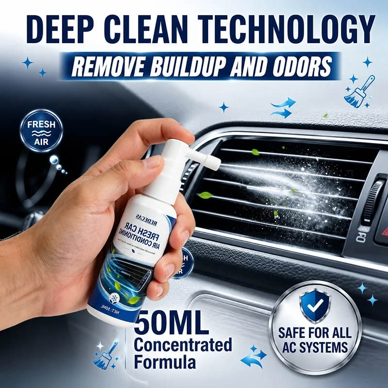 Car AC Freshener Spray, No-Rinse Deep Cleaning Formula, for AC Vents, Removes Dirt Buildup & Odors, Easy Use, Restores Fresh Air