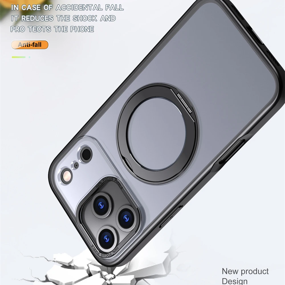 حافظة هاتف فاخرة بحلقة مغناطيسية دوارة قابلة للطي لهاتف آيفون 17 Air 15 16 Pro Max 14 13 12 11 واقي عدسة أكريليك شفاف \';[. #6