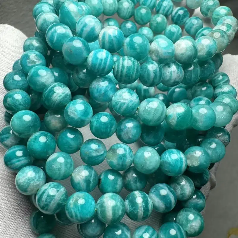 Meihan (Free Shipping) Natural Top Grade Stripe Amazonite smooth round beads for jewelry making design DIY bracelet necklace