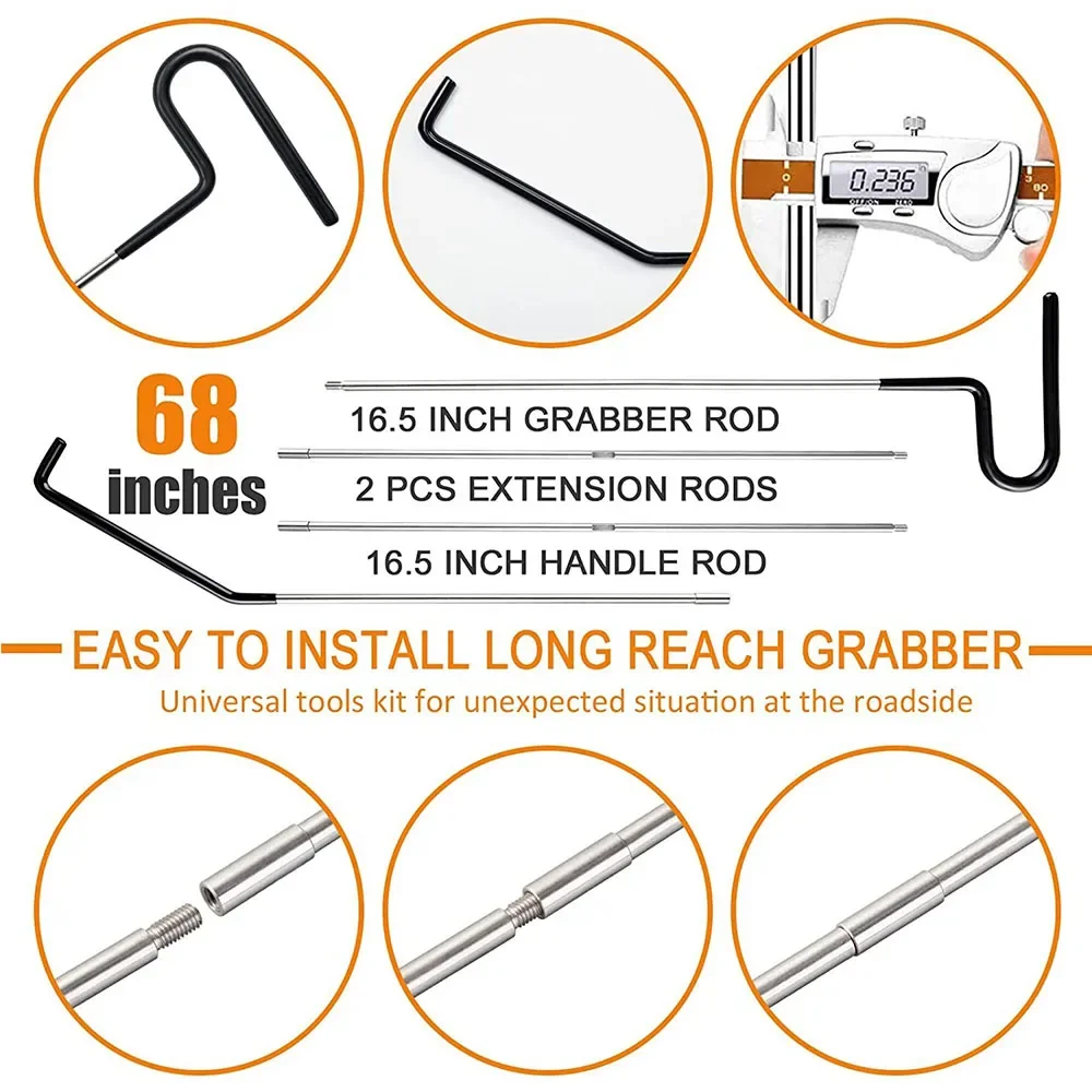 Auto Tool Kit Door Open Grabber Lockout Lock Pick Set Long Range Reach Hooking Key Lost In Truck Air Wedge Bag Pump Car Tool