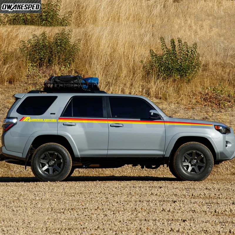 4-個車体ドアサイド装飾ステッカートヨタ-4-ランナー-trd-限定版ワシットラインスポーツストライプオフロードアクセサリー-diy
