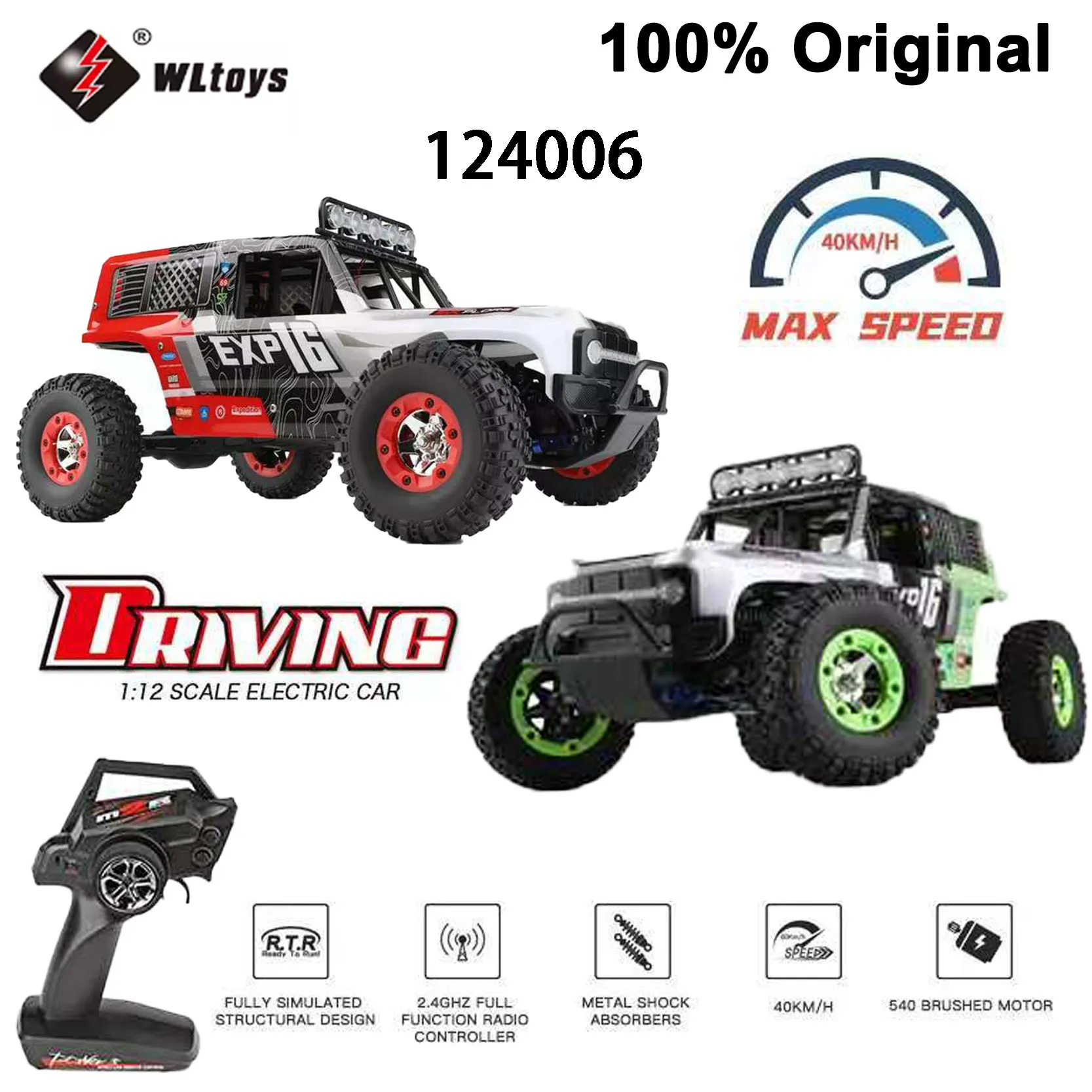

Original WLtoys 1/12 124006 Rc Car off Road 4x4 With LED light 2.4G Higt Speed Adults Professional Remote Control Climbing Cars
