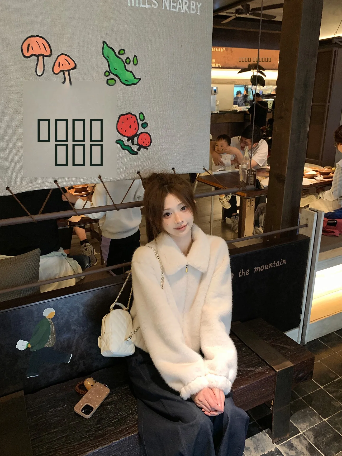 

Женское зимнее пальто Zhenzhen Home с мягким плюшевым меховым воротником, белое, экологичное, теплое, удлиненное, на молнии