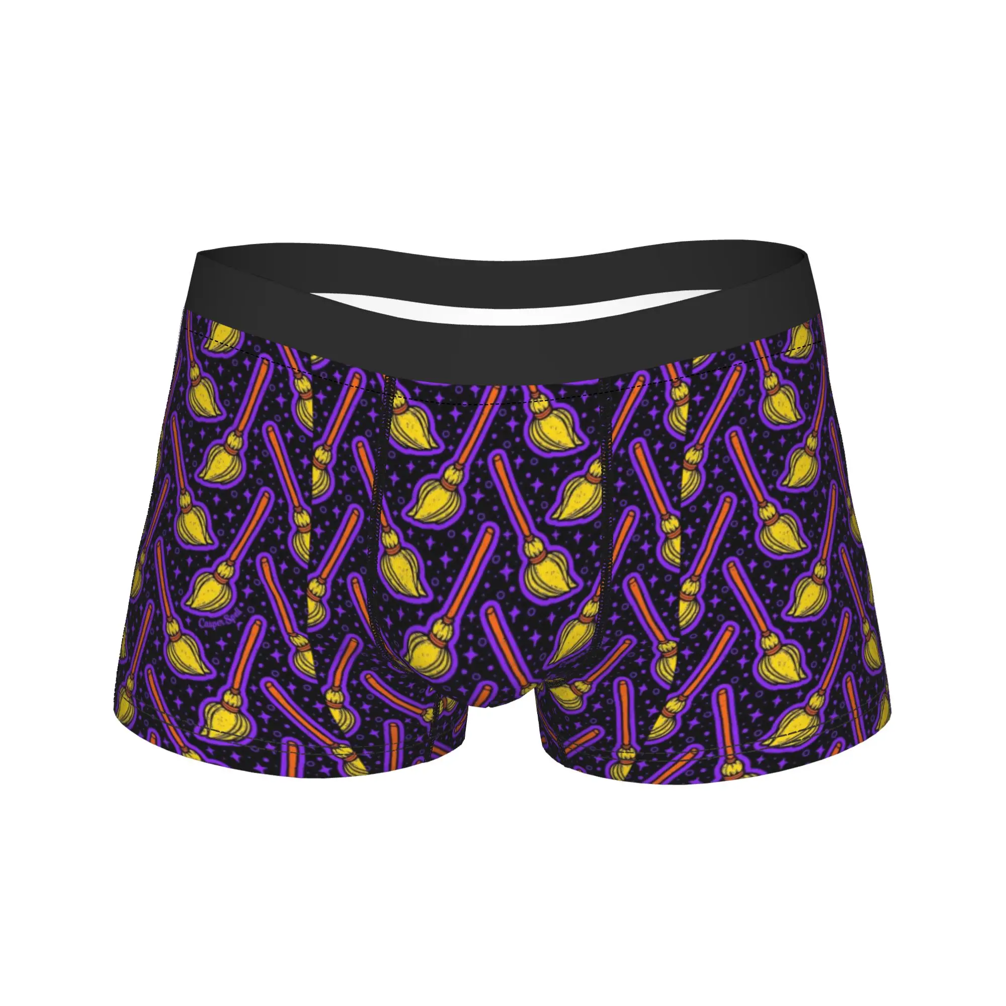 Abstract Wavy Purple Line Texture Underwear  Breathable Underpants Custom Boxer Brief For Man 3D Pouch Plus Size Boxer Shorts