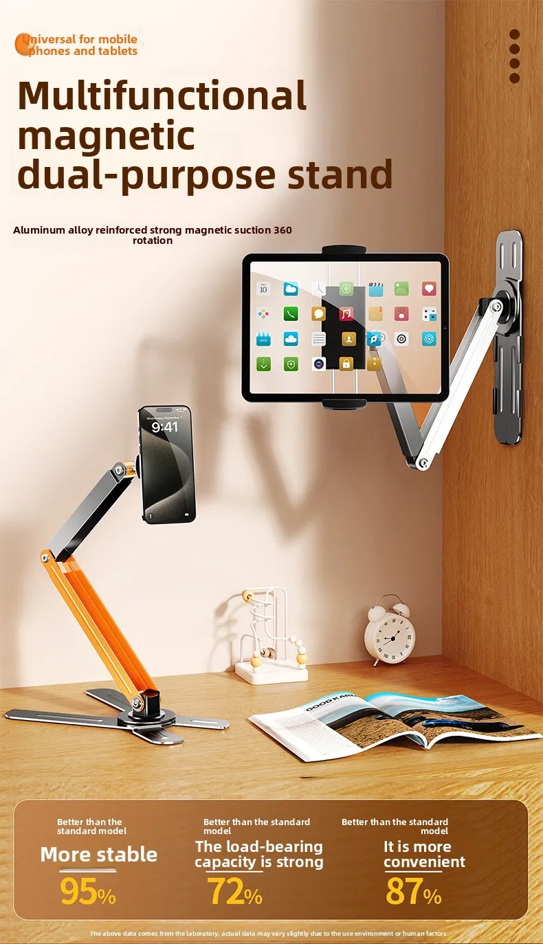 Wandmontierter Desktop-Telefon- und Tablet-Ständer mit Verstellbarem Schwanenhals-Klemmhalter für Schlafzimmer, Büro, Lesen und Videoanrufe – Detail 1