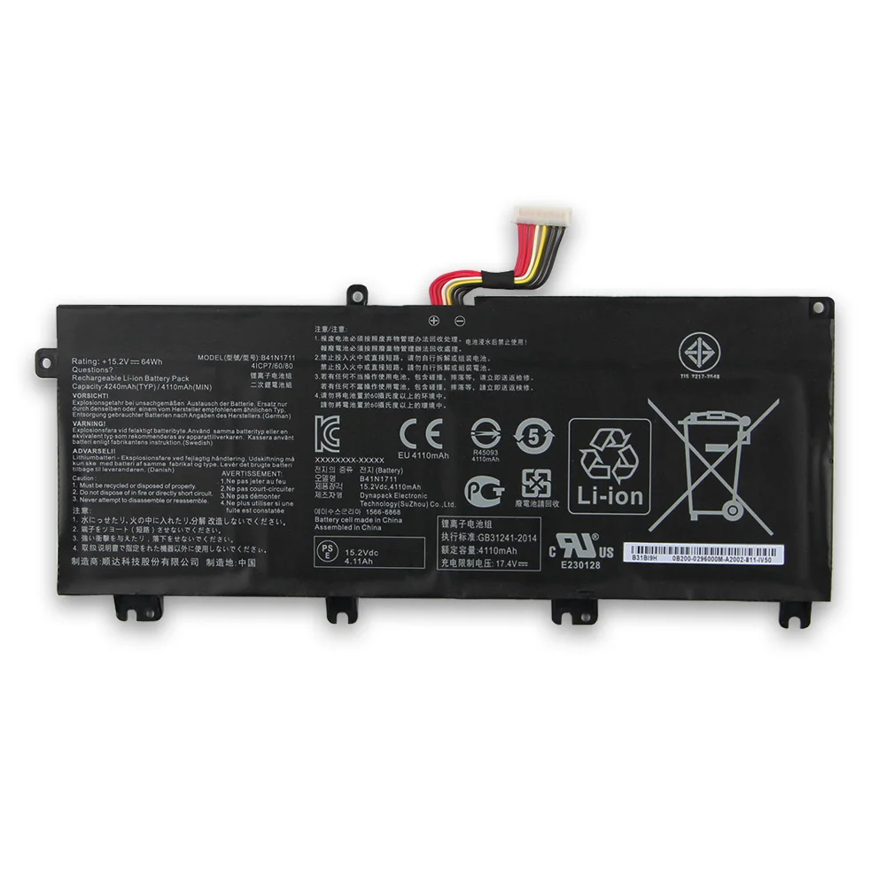 New Replacement Battery B41N1711 For ASUS GL503GE GL703GE GL503 GL503VD GL703VM FX705DT FX705DU FX705GD FX705GE FX765GM 64Wh