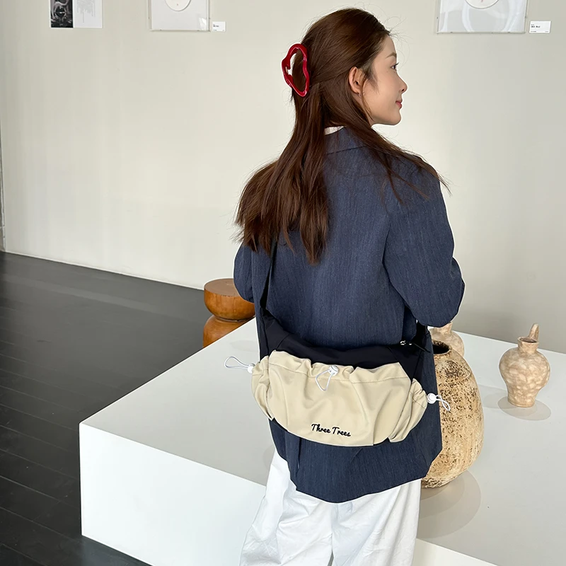 

Patchwork Nylon Women's Bag Multi Pocket Shoulder Bag Lightweig Messenger Bag Y2K Eco Bag Korean Shopper Handbag Vintage Satchel