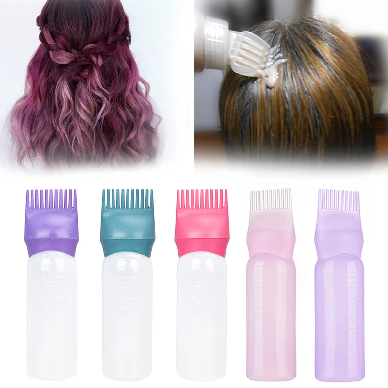 

120ml Hair Oil Applicator Bottle Hairdressing Shampoo Bottle Refillable Hair Dye Applicator Root Comb Applicator Bottles