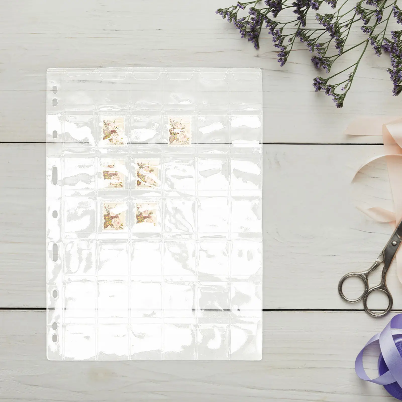 

10Pcs Coin Collection Binder Inserts 9-Hole 42 Compartments Plastic Pages for Collectors Stamp Album Supplies Coin