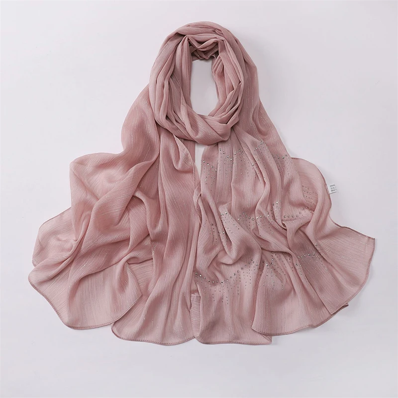 Shiny Plain Wrinkle Shimmer Shawls Scarf Women Muslim Hijab Ramadan Long Soft Spring Wrap Headband Abaya Bufandas Islam Hijab view 5