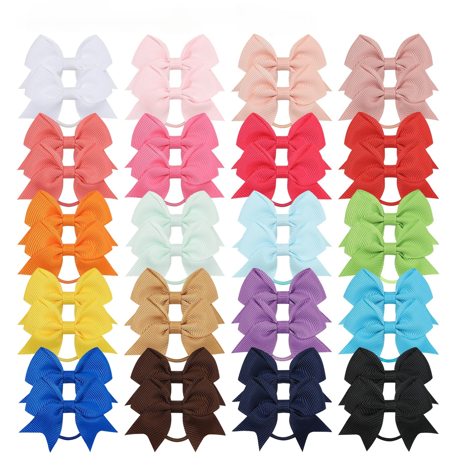 

10pcs 2.5'' Grosgrain Ribbon Bows Elastic Hair Ties Hair Bands for Baby Girl Lovely Rubber Band Ponytail Holder Hair Accessories