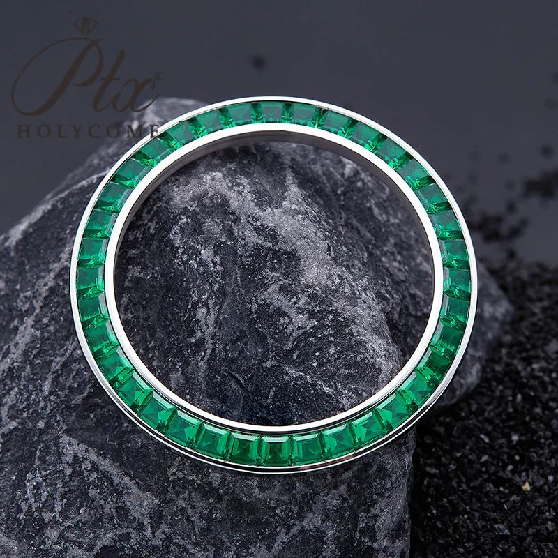 Wholesale Price Customized 40mm Stainless lab-Grown Green Color Loose Gemstone Diamond Stainless Steel Bezel Luxury Watch Making