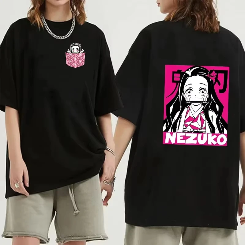 

Japanese Anime Demon Slayer New Women's T-Shirt Nezuko Female Tanjirou Kamado Graphic Tee Shirt Manga Y2k 7 Color Short Sleeve