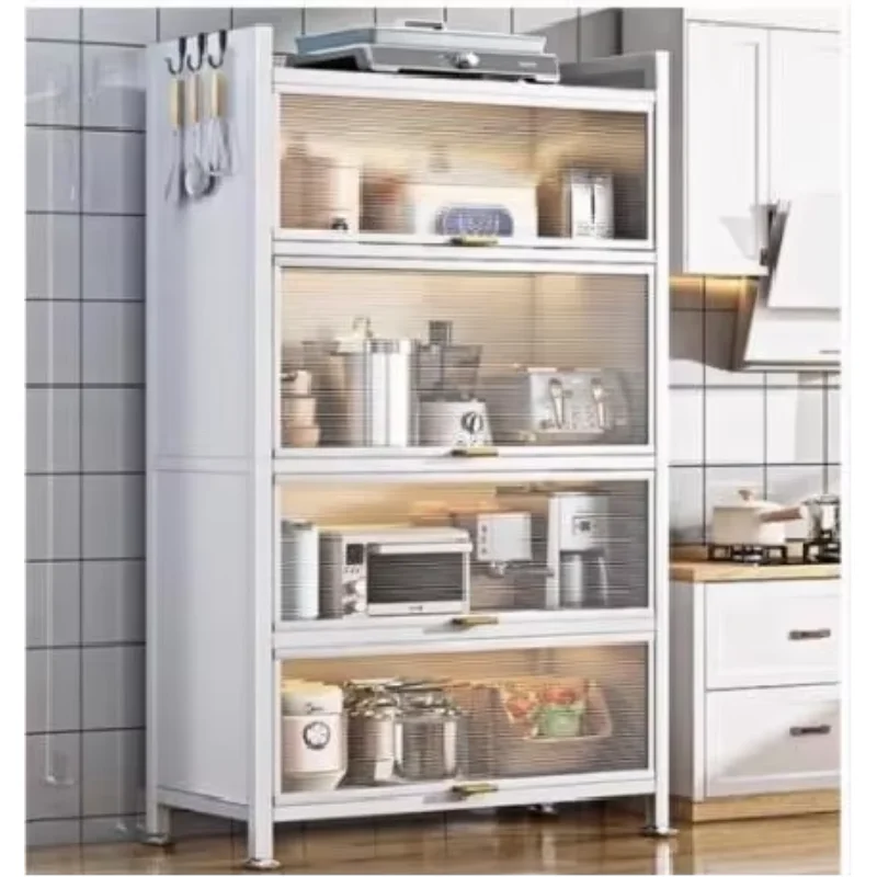 Factory Custom 5 Tier Kitchen Pantry Storage Cabinet Utility Storage Shelf Bookcase Microwave Rack Storage