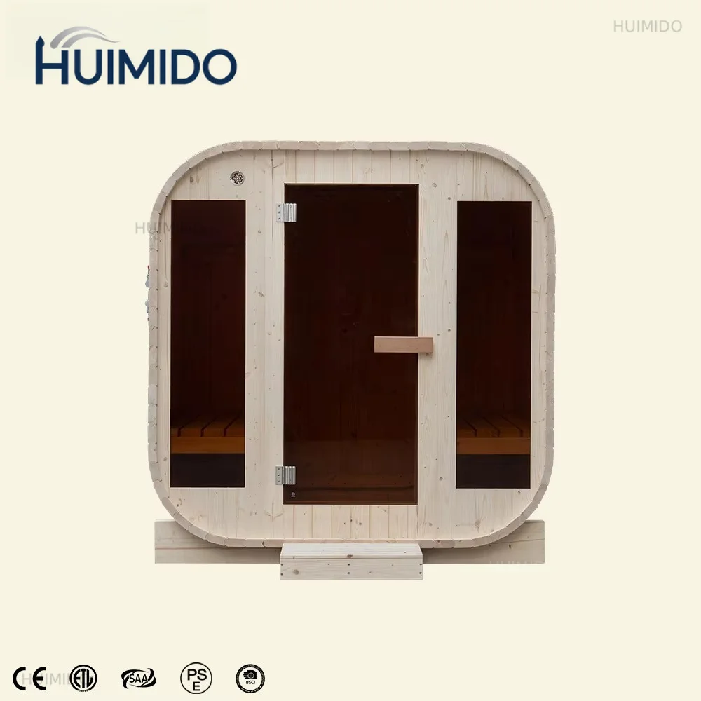 Pine square sauna for 2 people, outdoor cabin for treatment, factory direct wholesale