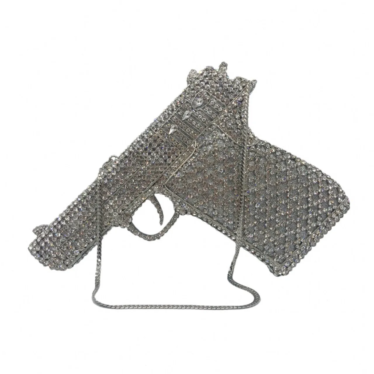 Special Pistol Gun Shape Drip Rhinestone Bridal Evening Bag Clutch Bag Purse For Party Prom Wedding Crystal Diamond Clutches Bag