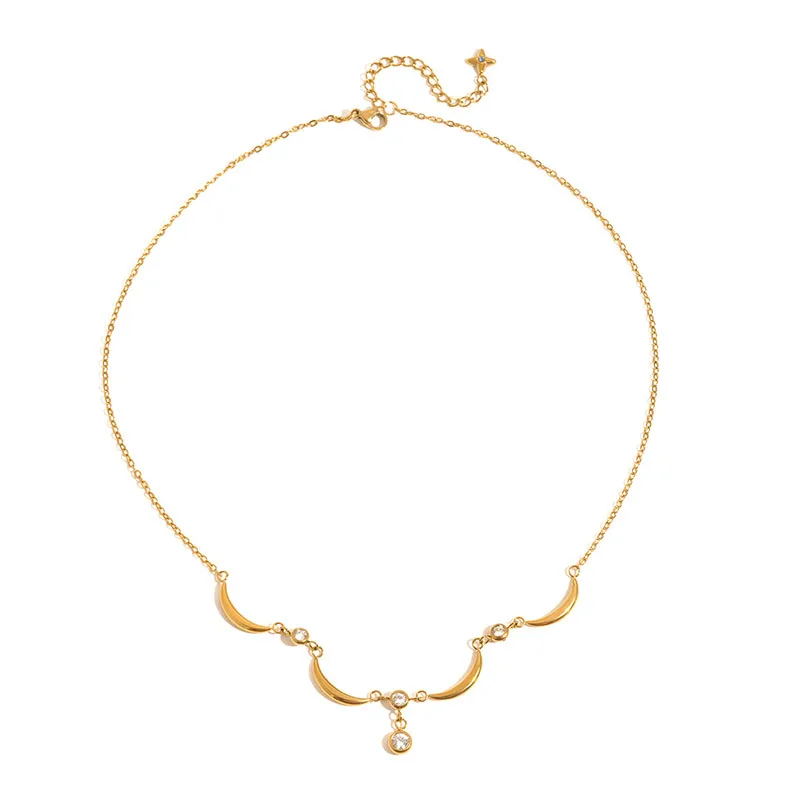 

Apexelle Fashion Jewelry Stainless Steel Necklace For Women Inlaid With Zircon Moon Pendant Necklace Fine Jewelry