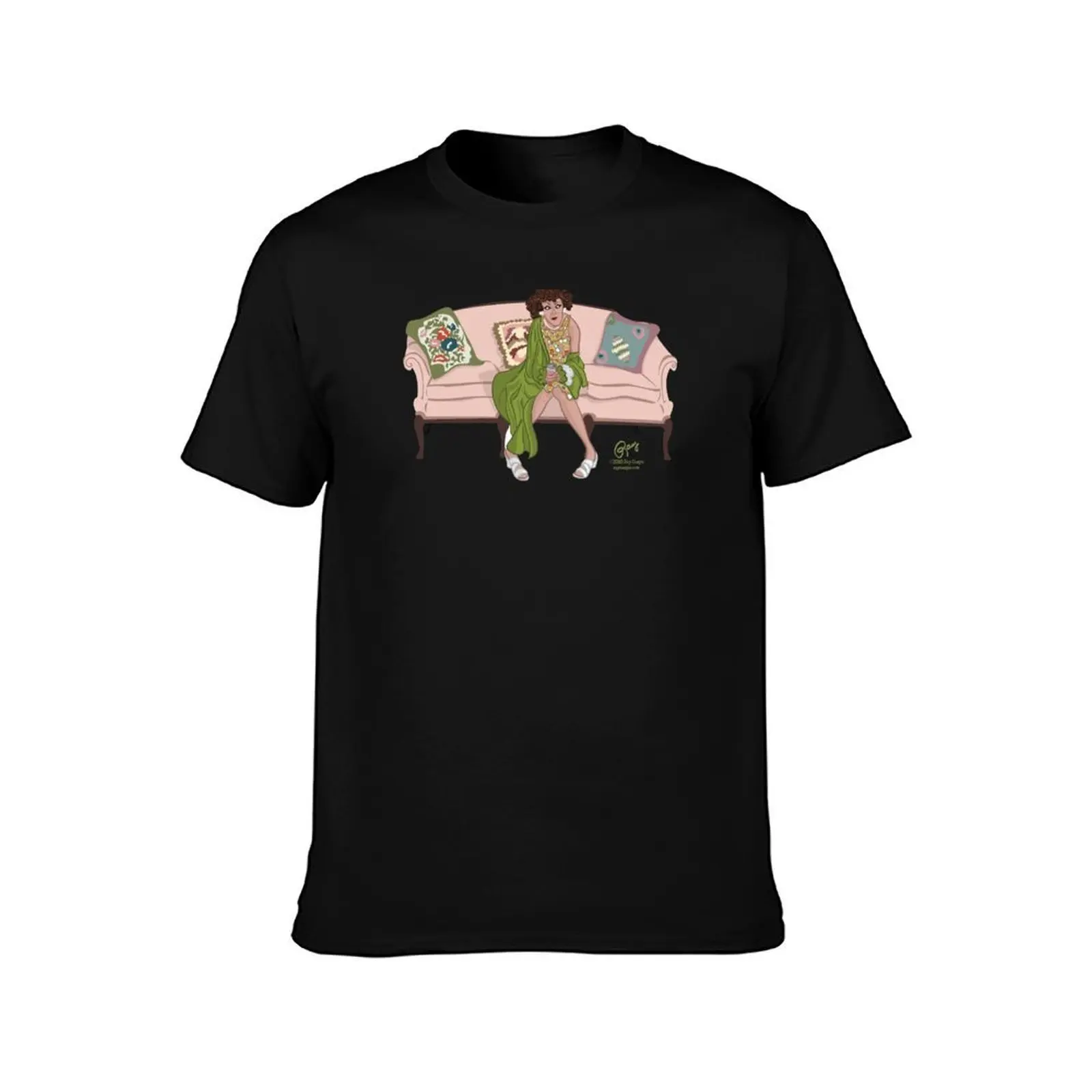 On Her Mama's Couch T-Shirt, Summer Casual Cotton Tee, Oversized Streetwear Tops, Vintage Graphic Print, Loose Fit Short Sleeve