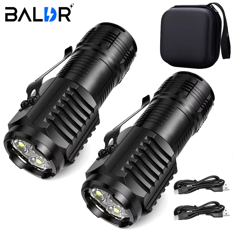 Mini 3 LED Flashlight With Pen Clip，Night Walking, Portable Brightness,Rechargeable Waterproof Emergency Spotlight Outdoor Torch