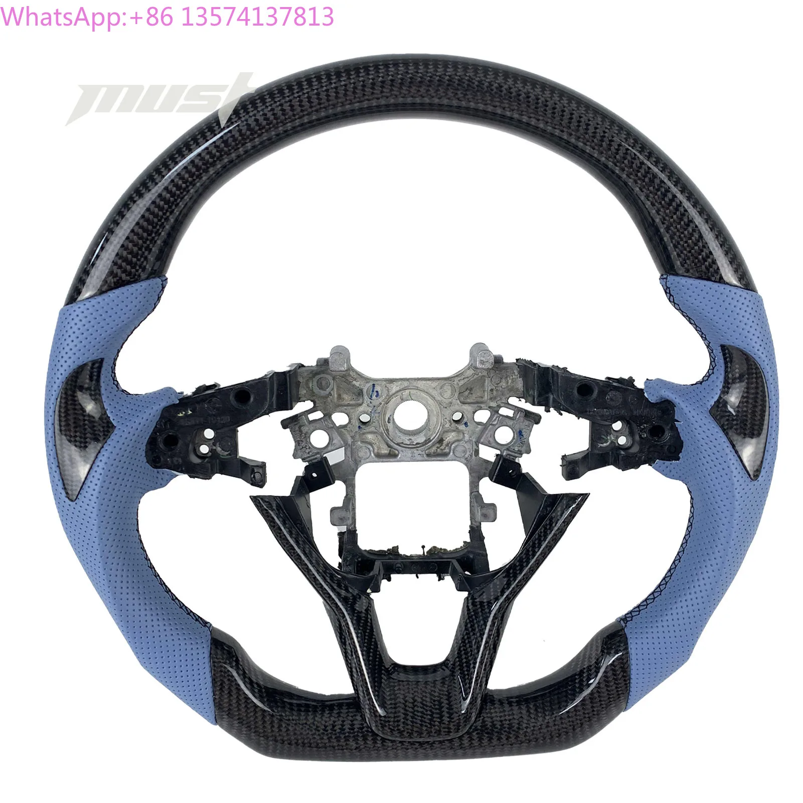 

For Honda Accord 10th CRV Custom Carbon Fiber Steering Wheel 2018 2019 2020 2021 2022 Blue Upgraded Interior Sports Style