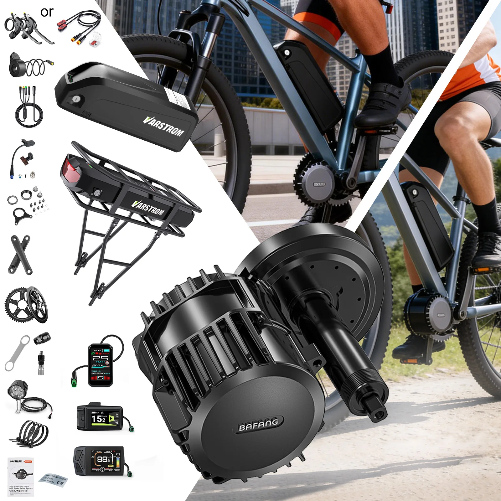 

[2-7 Days Delivery] Bafang 48V1000W Mid Drive Motor Kit M615 Bbs-Hd 68Mm/100Mm/120Mm DIY Electric Bike Conversion Kit Strong Power Ebike Central Motor for Mountain/Fat Tire Cost-Effective Upgrade Accessories with Optional Battery