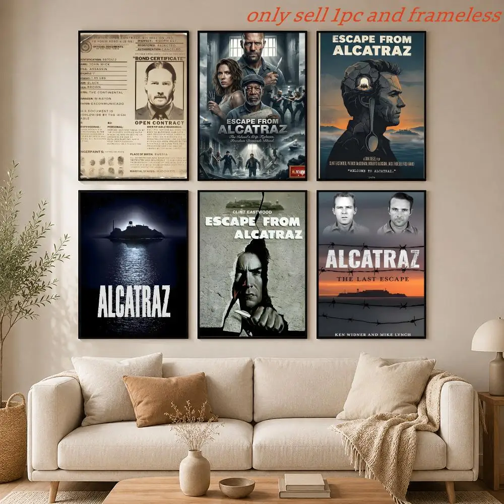 Action film E-Escape from Alcatraz Poster HD Hot Theme Singer/OST/Movie/Anime-Waterproof Self-Stick Home Decor