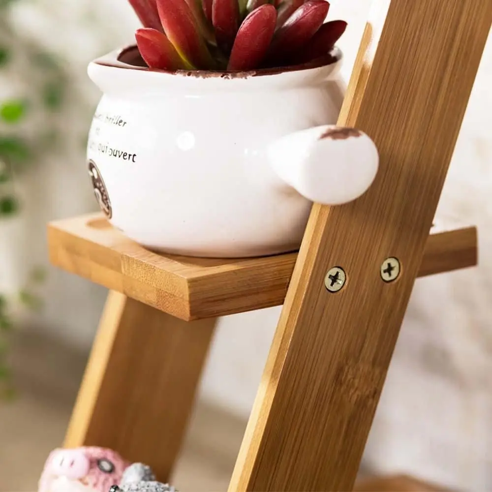 3 Tiers Desktop Bamboo Plant Pots Planter Gardening Flower Pot Holder Flower Pot Rack Wood Holder Planter Stand